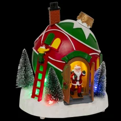 Village de Noël musical et animé à piles (H22 cm) Cabane du Père Noël
