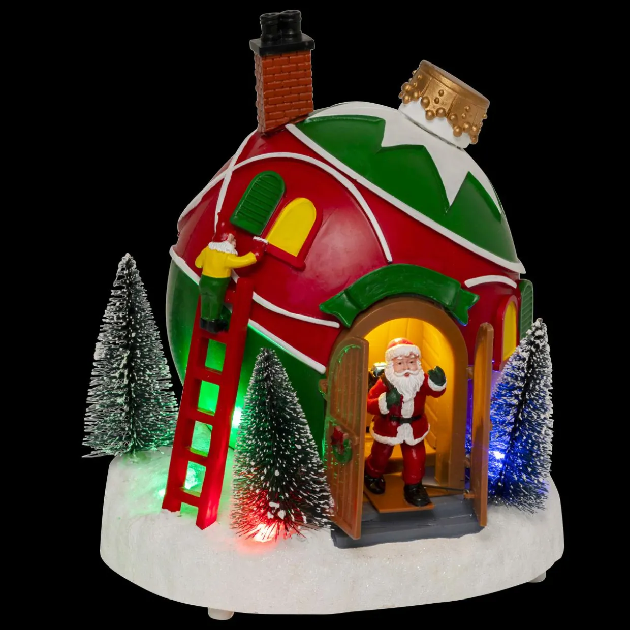 Village de Noël musical et animé à piles (H22 cm) Cabane du Père Noël