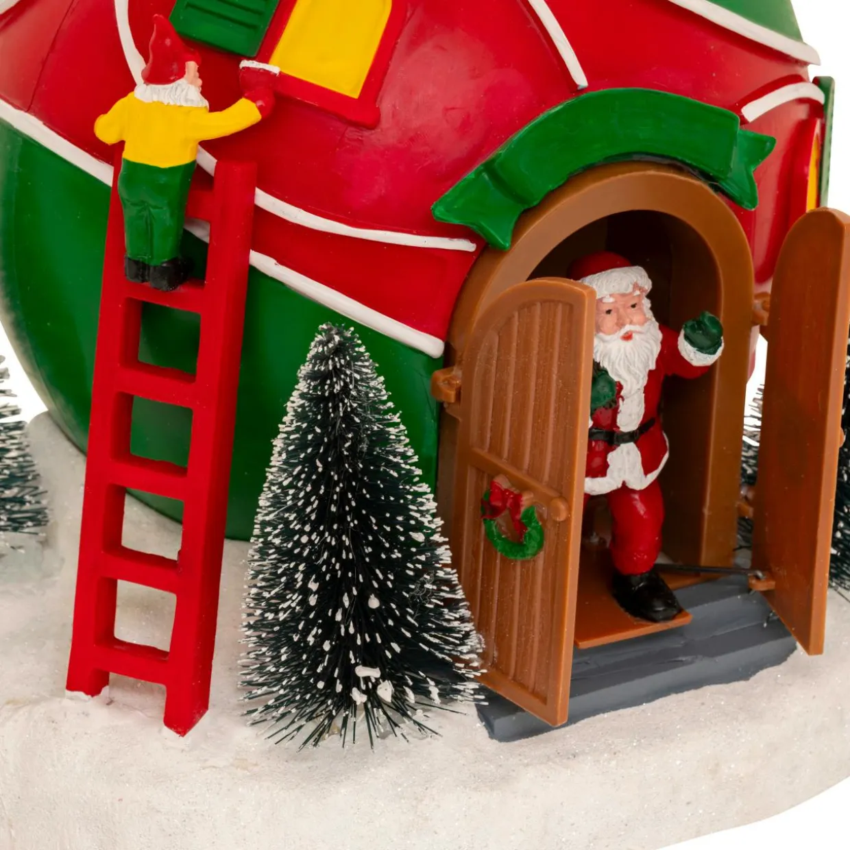 Village de Noël musical et animé à piles (H22 cm) Cabane du Père Noël