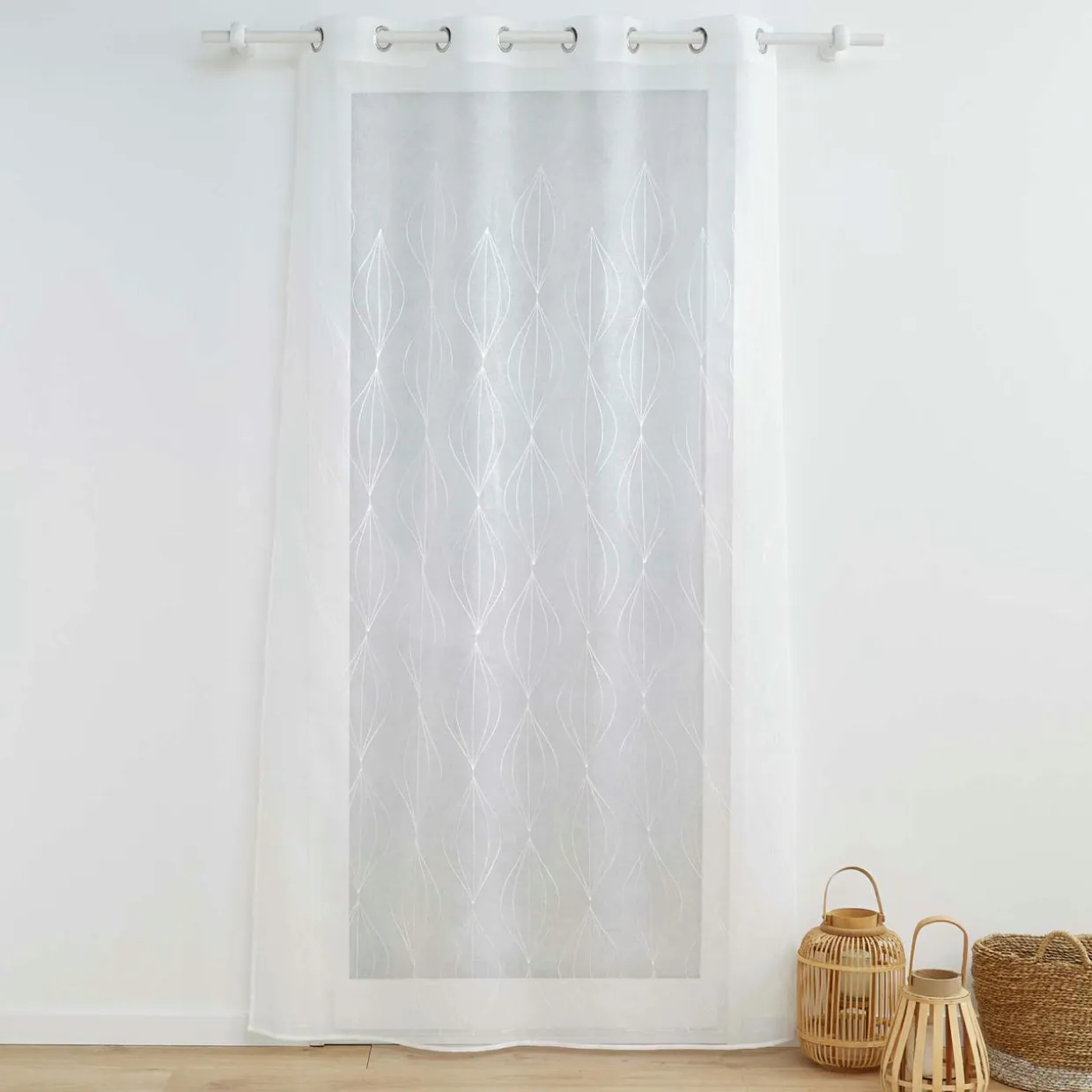 Voilage brodé (140 x 240 cm) Galactée Blanc