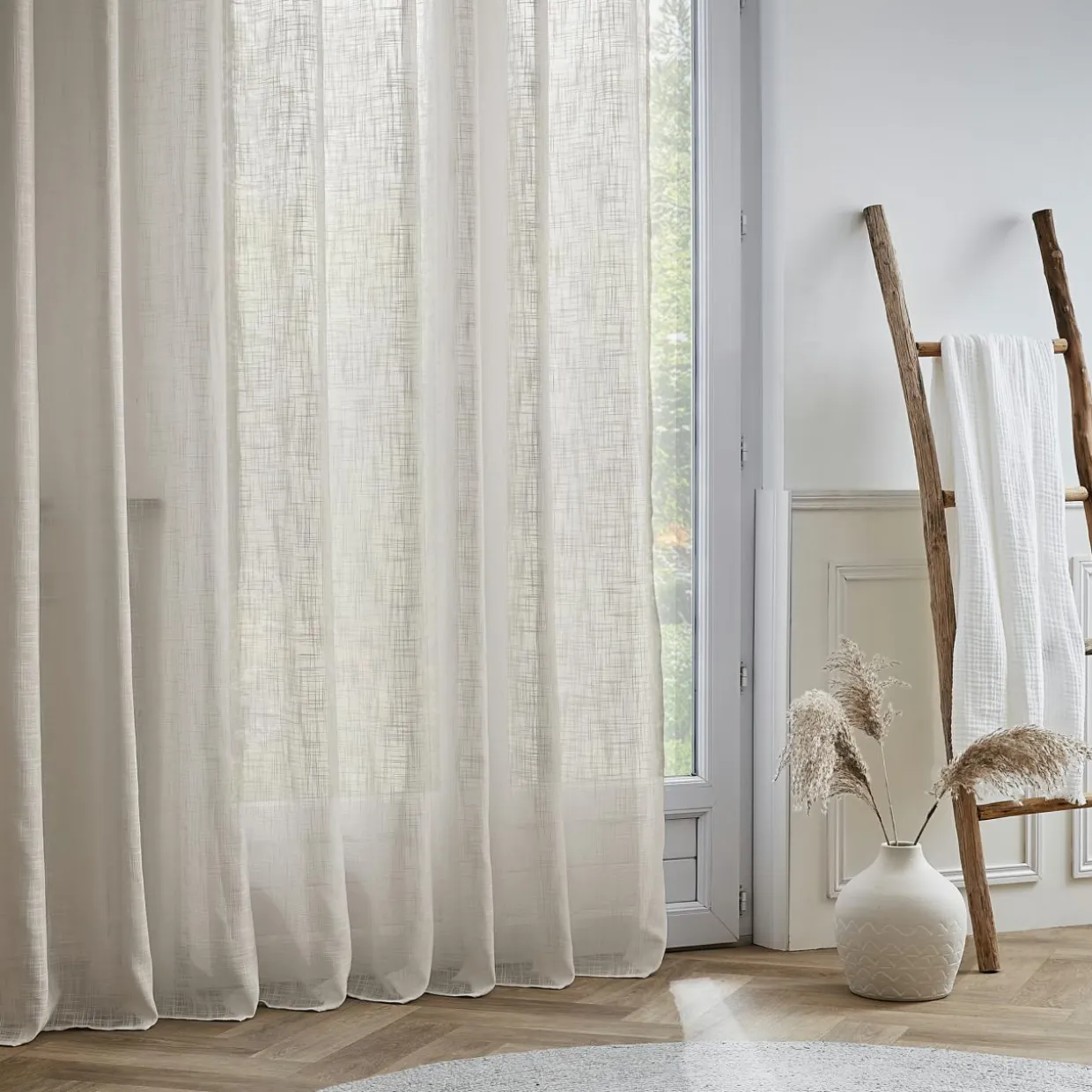 Voilage galon fronceur effet lin (280 x 240 cm) Robin Beige
