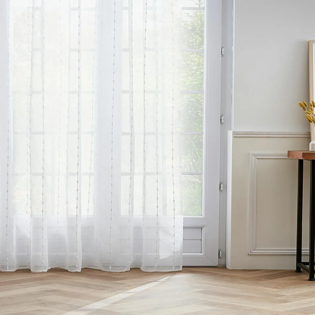 Voilage galon fronceur pompons (280 x 240 cm) Axel Blanc