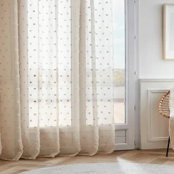 Voilage galon fronceur pompons (280 x 240 cm) Emie Beige