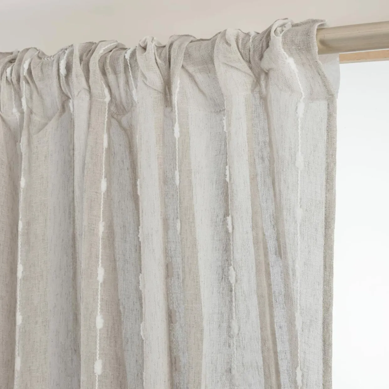 Voilage galon fronceur pompons (140 x 240 cm) Axel Beige