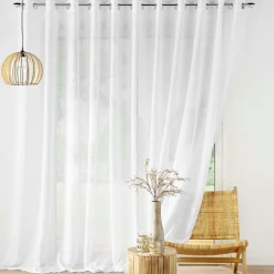 Voilage grande largeur effet lin tissé (400 x 240 cm) Haltona Blanc