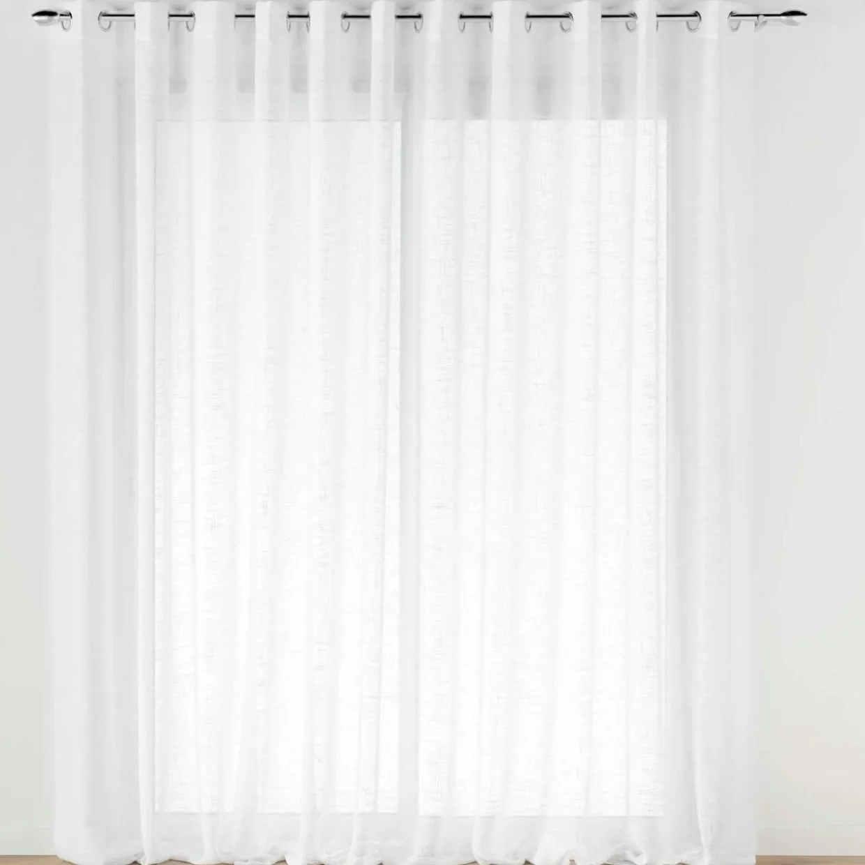Voilage grande largeur effet lin tissé (400 x 240 cm) Haltona Blanc