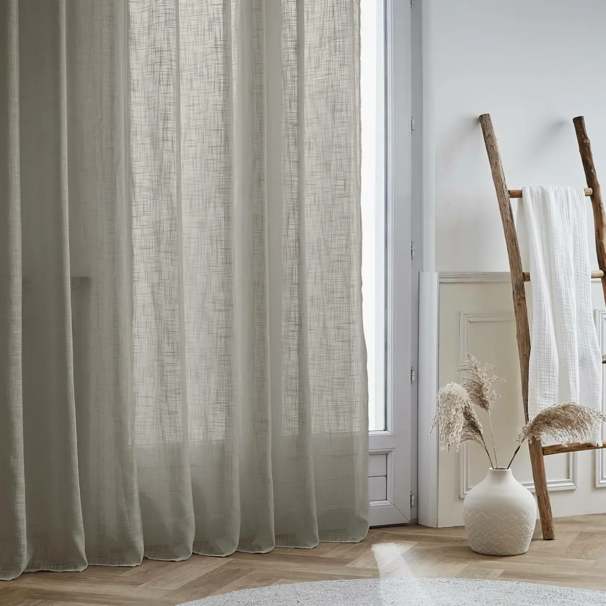 Voilage grande largeur effet lin (400 x 240 cm) Robin Taupe