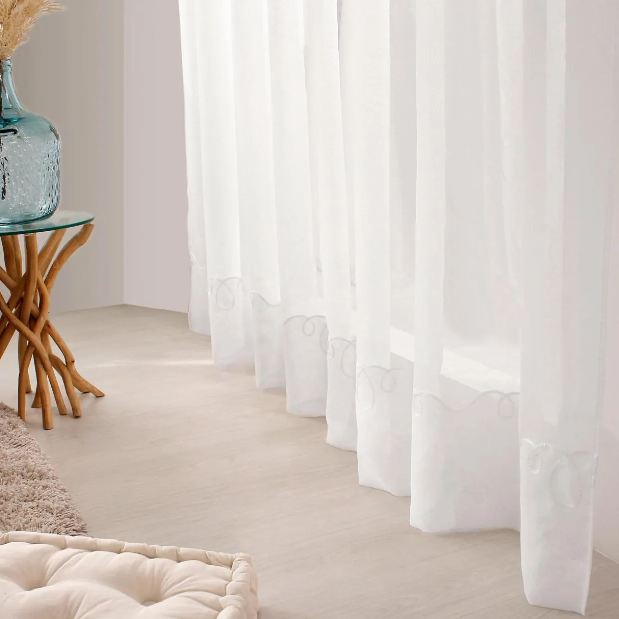 Voilage grande largeur œillets (240 x 240 cm) Solis Blanc