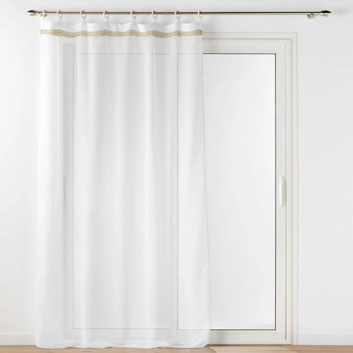 Voilage œillets bois (140 x 240 cm) Mileo Blanc