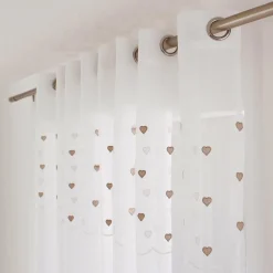 Voilage œillets (140 x 240 cm) Coeurs Beige