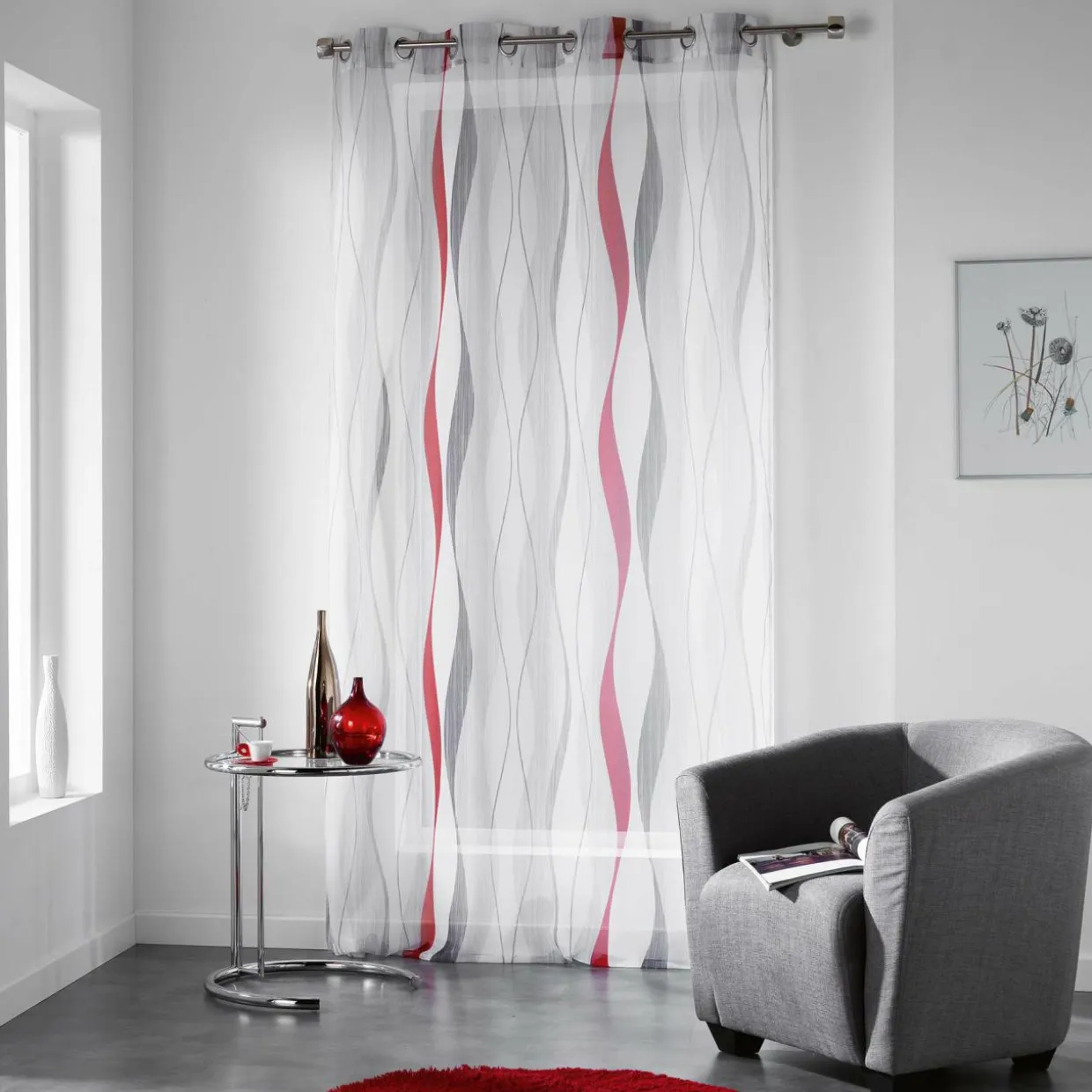 Voilage œillets (140 x 240 cm) Ondulys Rouge
