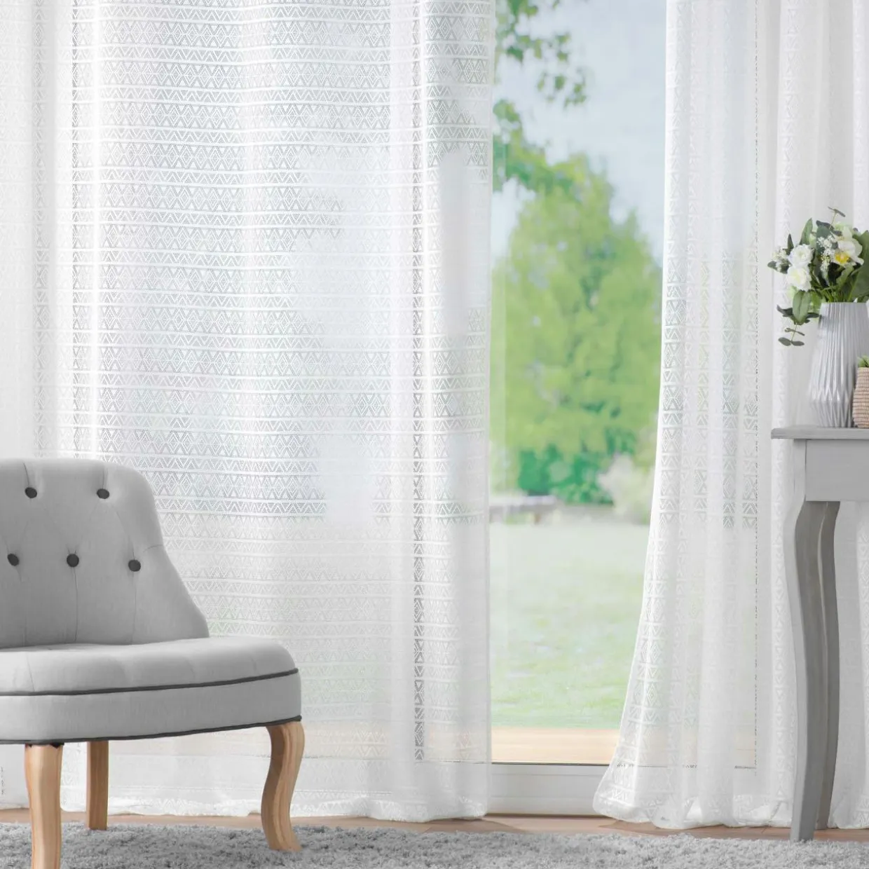 Voilage maille (140 x 280 cm) Naomie Blanc