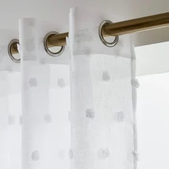 Voilage oeillets pompons (140 x 280 cm) Emie Blanc