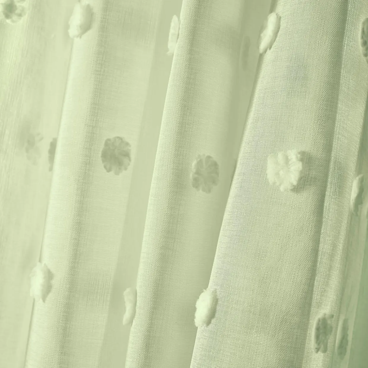 Voilage oeillets pompons (140 x 240 cm) Emie Vert d'eau