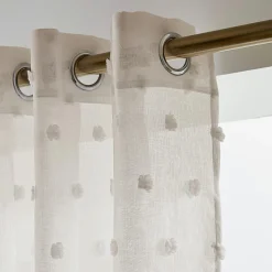 Voilage oeillets pompons (280 x 240 cm) Emie Beige