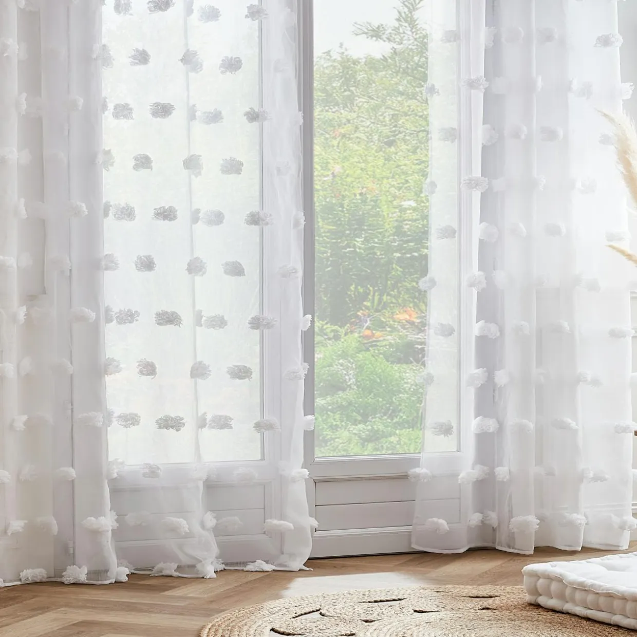 Voilage oeillets pompons (140 x 280 cm) Suzie Blanc