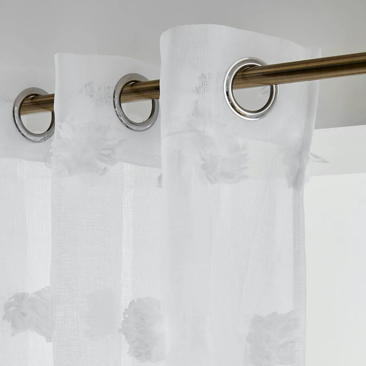 Voilage oeillets pompons (140 x 280 cm) Suzie Blanc