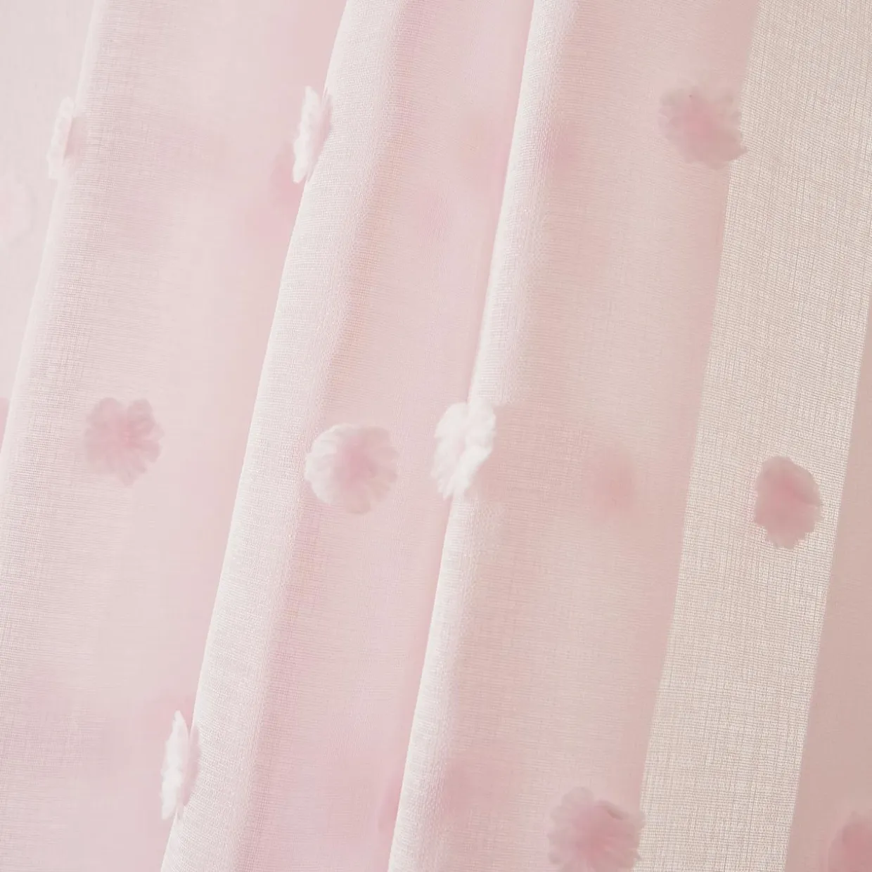 Voilage oeillets pompons (140 x 280 cm) Emie Rose