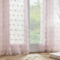 Voilage oeillets pompons (140 x 280 cm) Suzie Rose