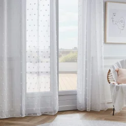 Voilage oeillets pompons (140 x 240 cm) Emie Blanc