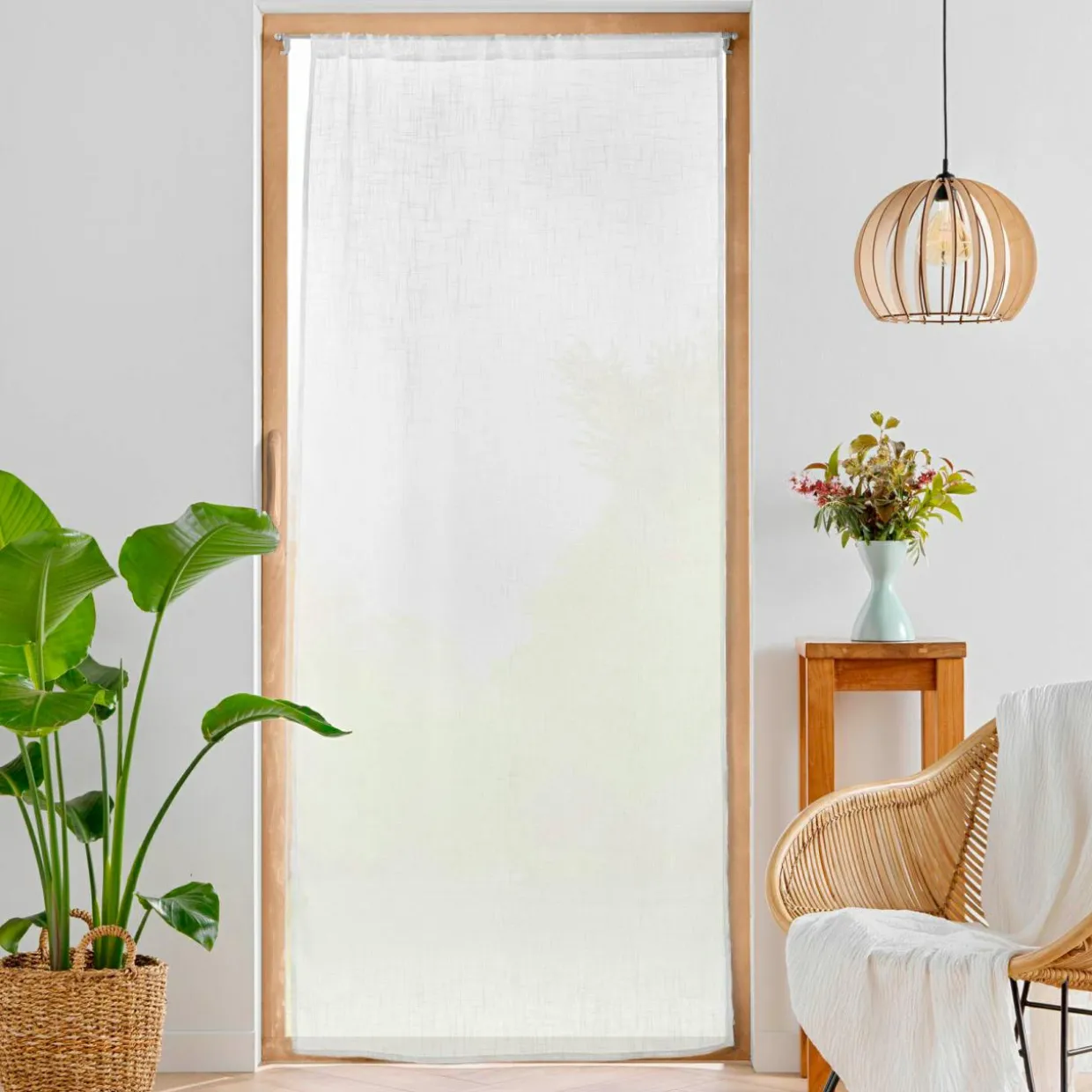 Voilage passe tringle effet lin tissé (90 x 200 cm) Haltona Blanc