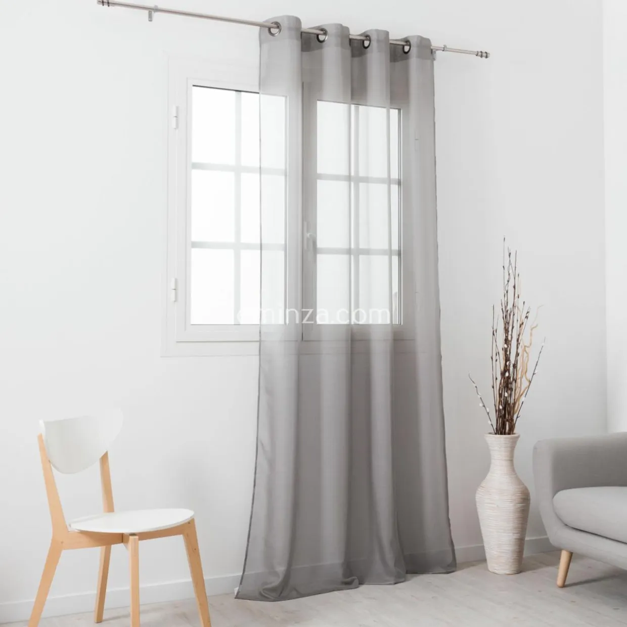 Voilage (145 x H240 cm) Givrée Gris perle